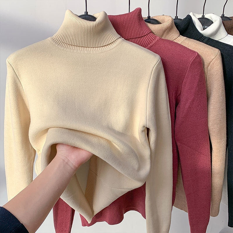 Turtle Neck Winter Sweater Women Elegant Thick Warm Female Knitted Pullover Loose Basic Knitwear vafini