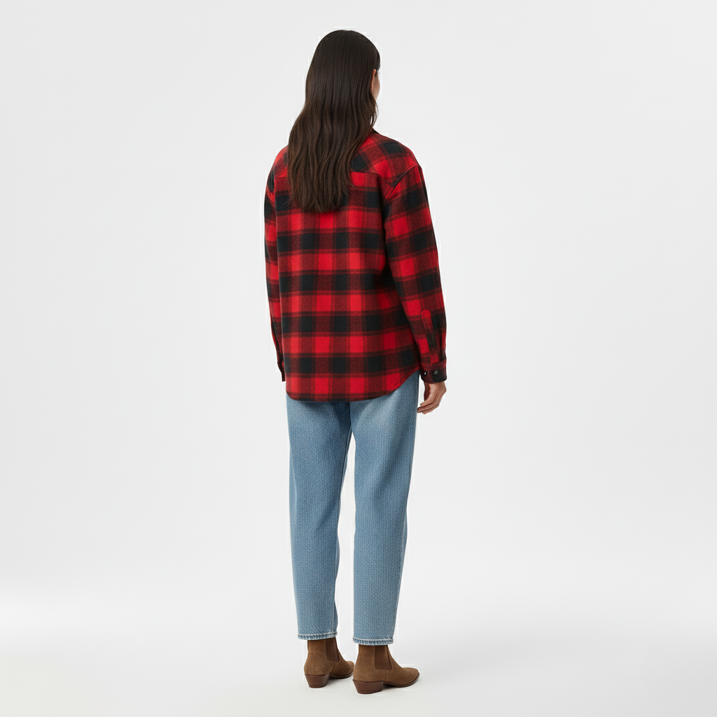 Women's Button-Front Plaid Overshirt