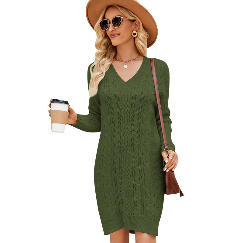 Long Twisted Basic Knitted Dress vafini