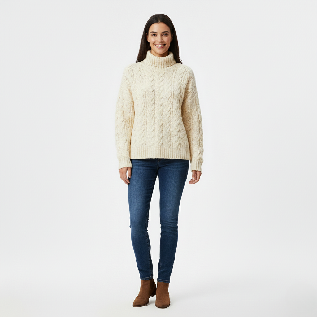 Women's Cable-Knit Turtleneck Sweater