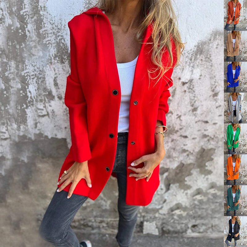 Casual Hooded Single-Breasted Cardigan Fashion Loose Solid Color Jacket Spring And Autumn Women's Clothing vafini