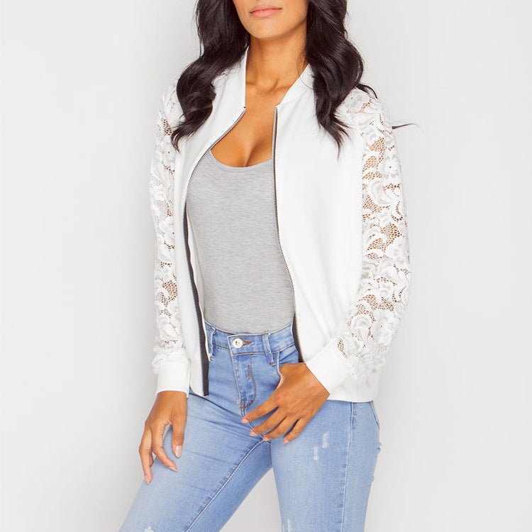 Women Bomber Jacket With Lace vafini