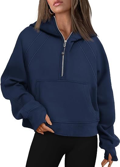 Zipper Hoodies Sweatshirts With Pocket Loose Sport Tops Long Sleeve Pullover Sweaters Winter Fall Outfits Women Clothing vafini