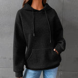 Fashion Waffle Hoodie Sweater Women's Sports Sweatshirt Casual Long Sleeve Tops Womens Clothing vafini