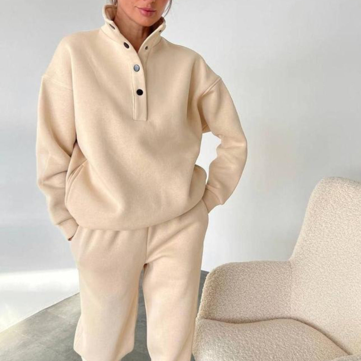 Oversized Solid Casual Pullovers Long Pant Set Warm Hoodie New Tracksuit Suit Fashion Pant Sets Sets For Women 2 Pieces vafini