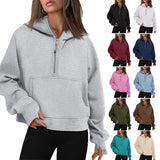 Zipper Hoodies Sweatshirts With Pocket Loose Sport Tops Long Sleeve Pullover Sweaters Winter Fall Outfits Women Clothing vafini