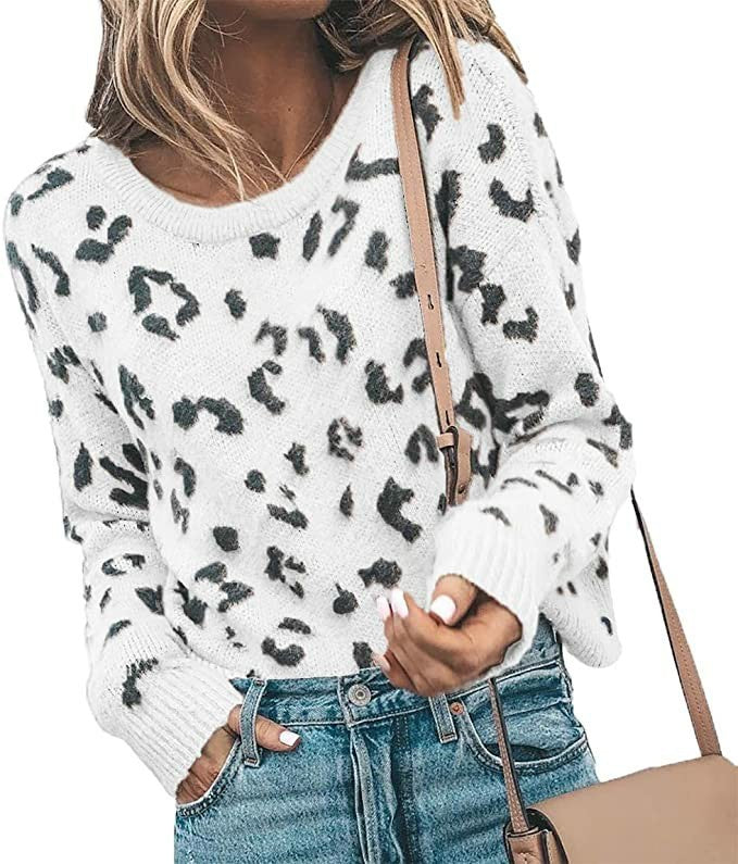 Sweater Sweater Knit Sweater Leopard Print Sweater Women vafini