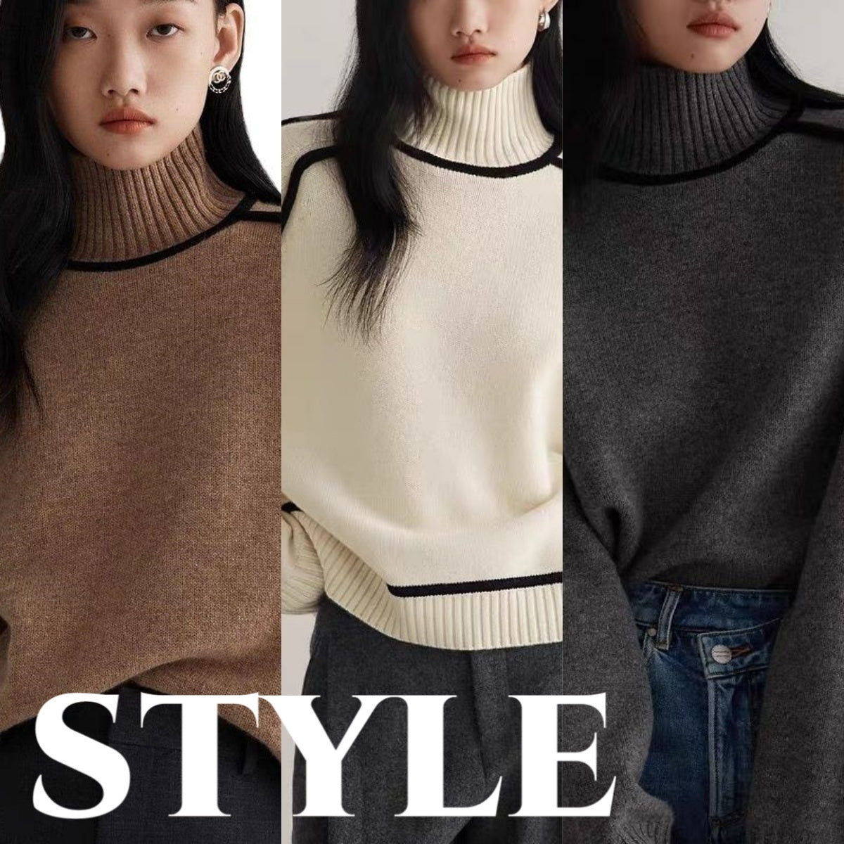 Autumn And Winter Half Turtleneck Three-dimensional Casual Loose Pullover Knitted Sweater Fashion Knit Top Outerwear vafini