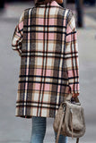 Fashion Plaid Long Jacket With Pockets Autumn And Winter New Style Turndown Collar Woolen Coat Outdoor Women Clothing vafini