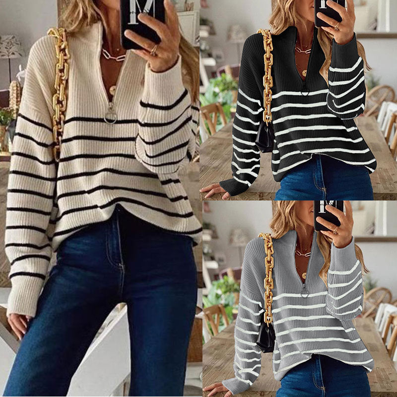 Fashion New Striped Color Matching Bottoming Top vafini