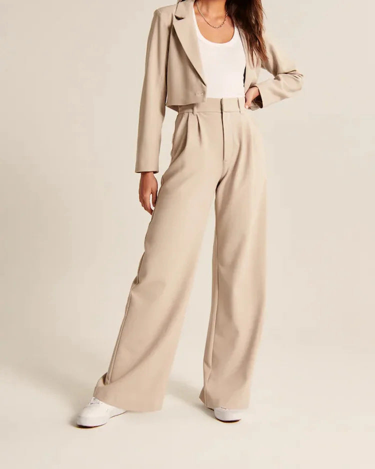 High Waist Straight Trousers With Pockets Wide Leg Casual Pants For Women vafini