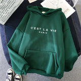 Loose Hooded Sweater Student Hoodie With Letter Print Sports Tops vafini