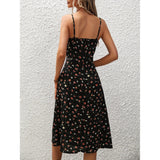 Robe maxi pour femme à pois avec suspendeur | Mode été robe maxi à pois - vafini